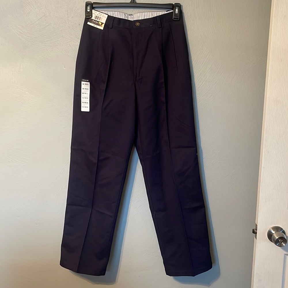 🆕 new with tags Boys size 18 regular (29x30) navy cotton khaki trousers